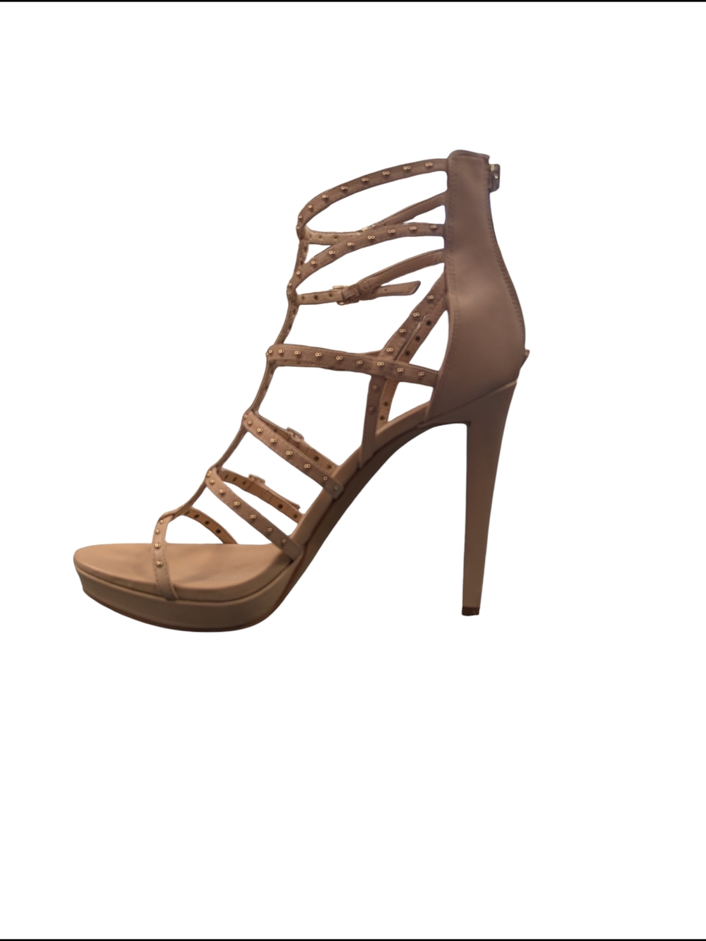 Vince Camuto Nude Studded Cage Heels Strappy Stiletto Sandals Size 9 (39)